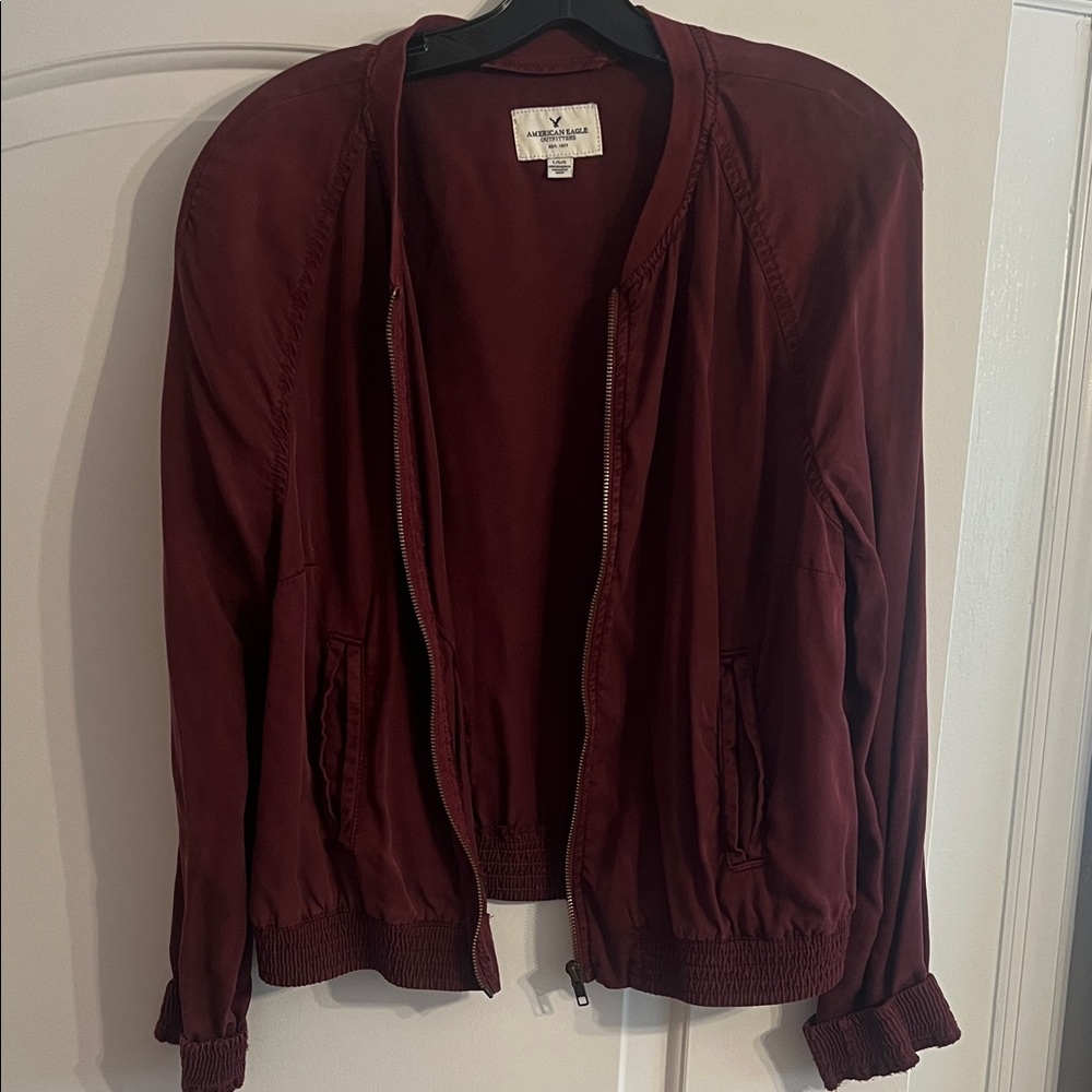 American Eagle Maroon Bomber Jacket